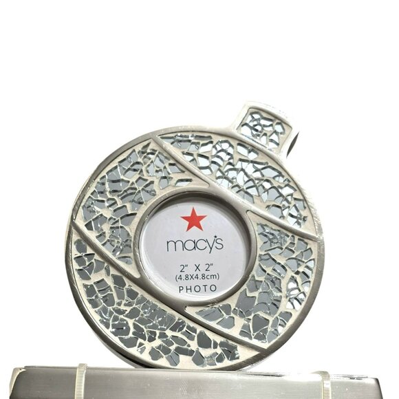 New Macys Christmas Stocking Holder Mosaic Mirror Photo Frame Ornament Hook Gift - Picture 4 of 8